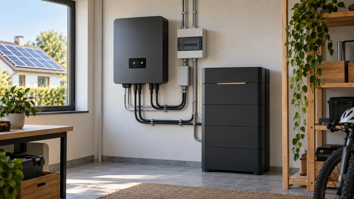 Onduleur hybride et batterie solaire dans une installation résidentielle